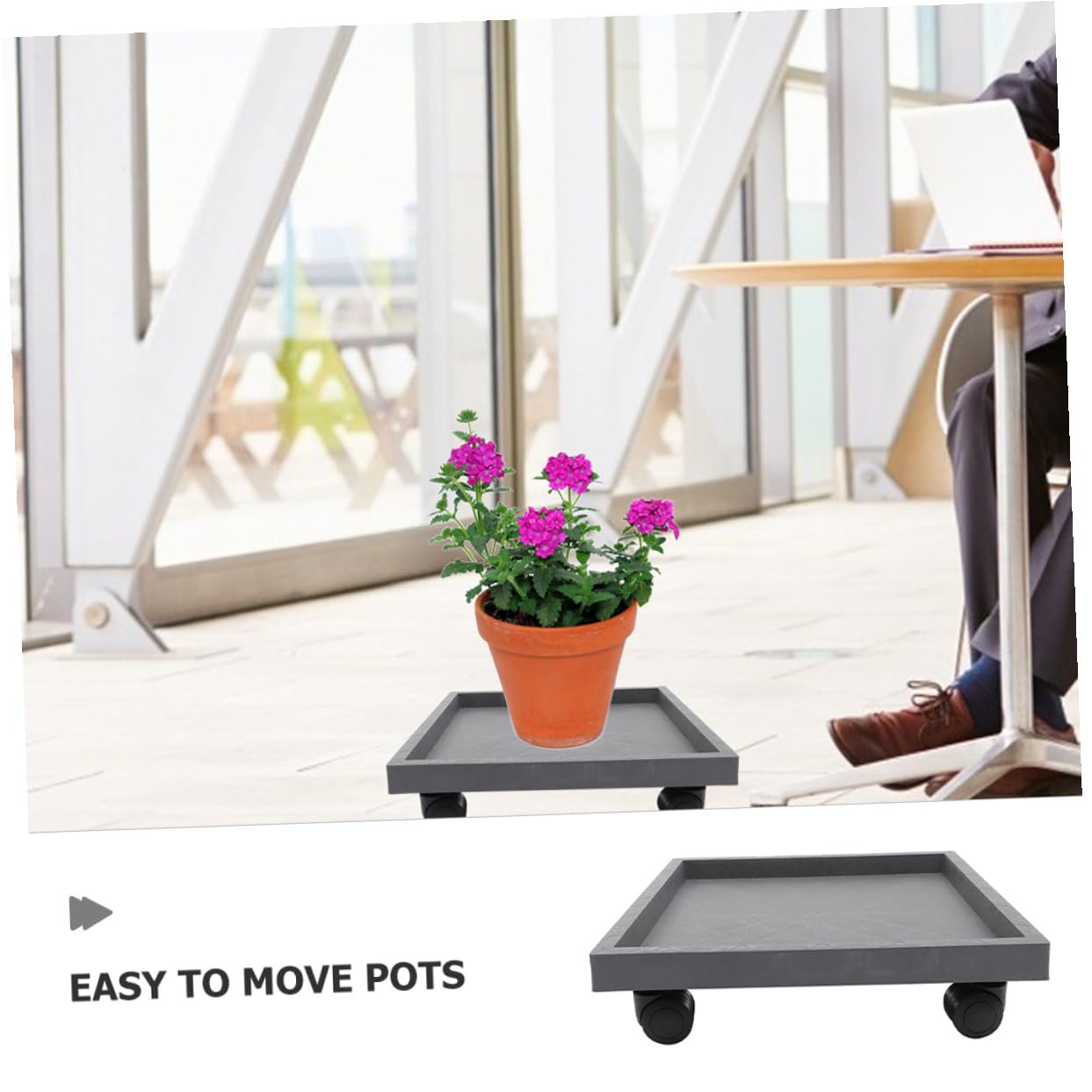 Amazon | HOUDERCO 室内やベランダ使えるPP樹脂製の車輪付き植物